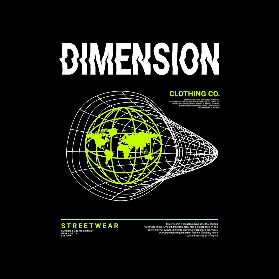 Dimension writing design, suitable for screen printing t-shirts, clothes, jackets and others vector
