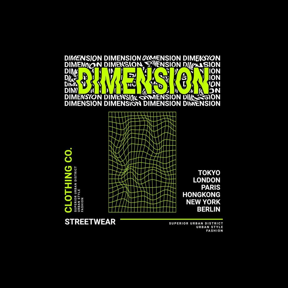 Dimension writing design, suitable for screen printing t-shirts, clothes, jackets and others vector