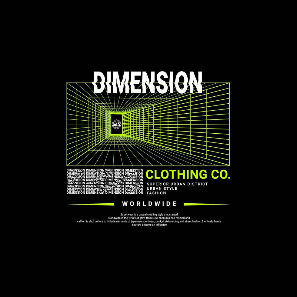 Dimension writing design, suitable for screen printing t-shirts, clothes, jackets and others vector