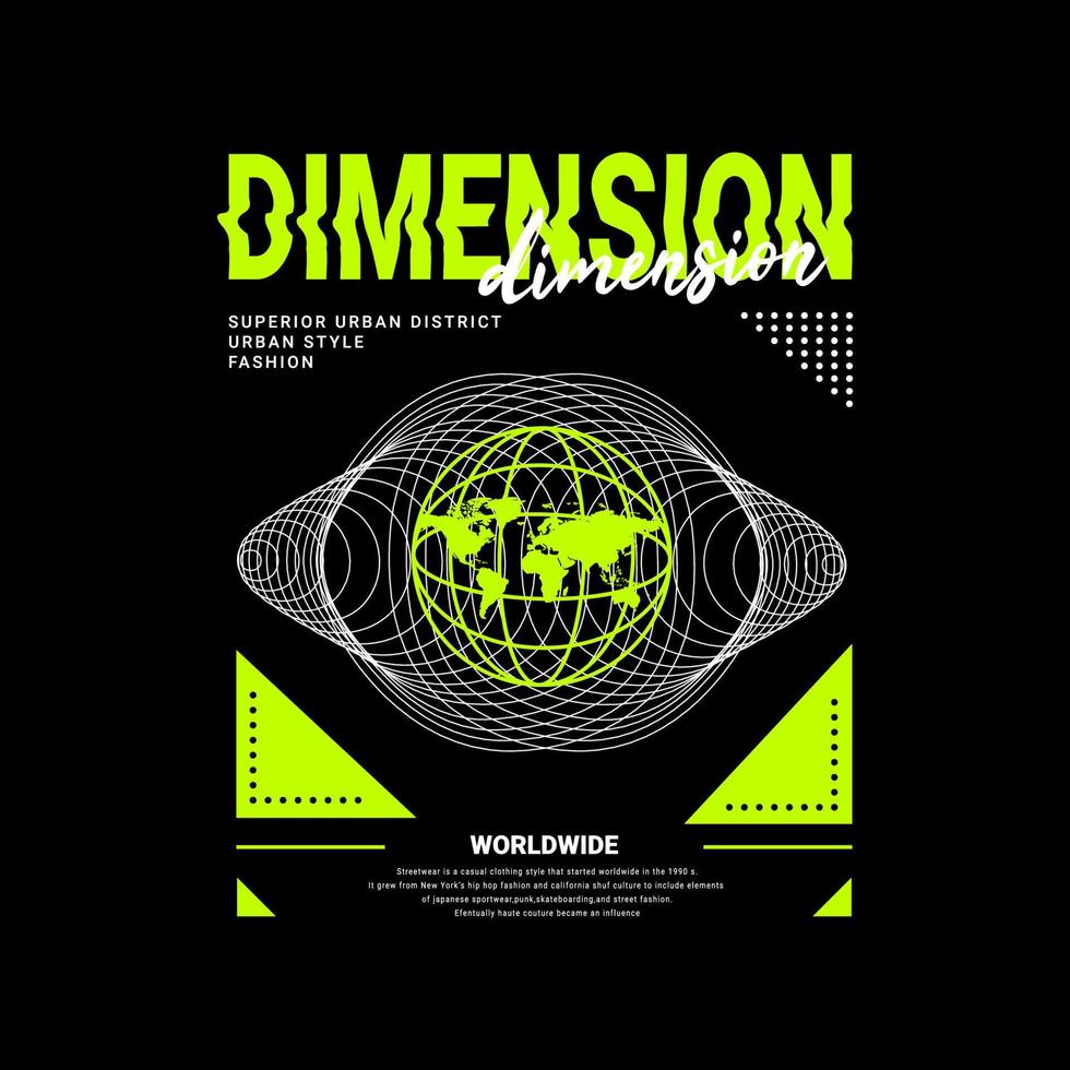 Dimension writing design, suitable for screen printing t-shirts, clothes, jackets and others vector