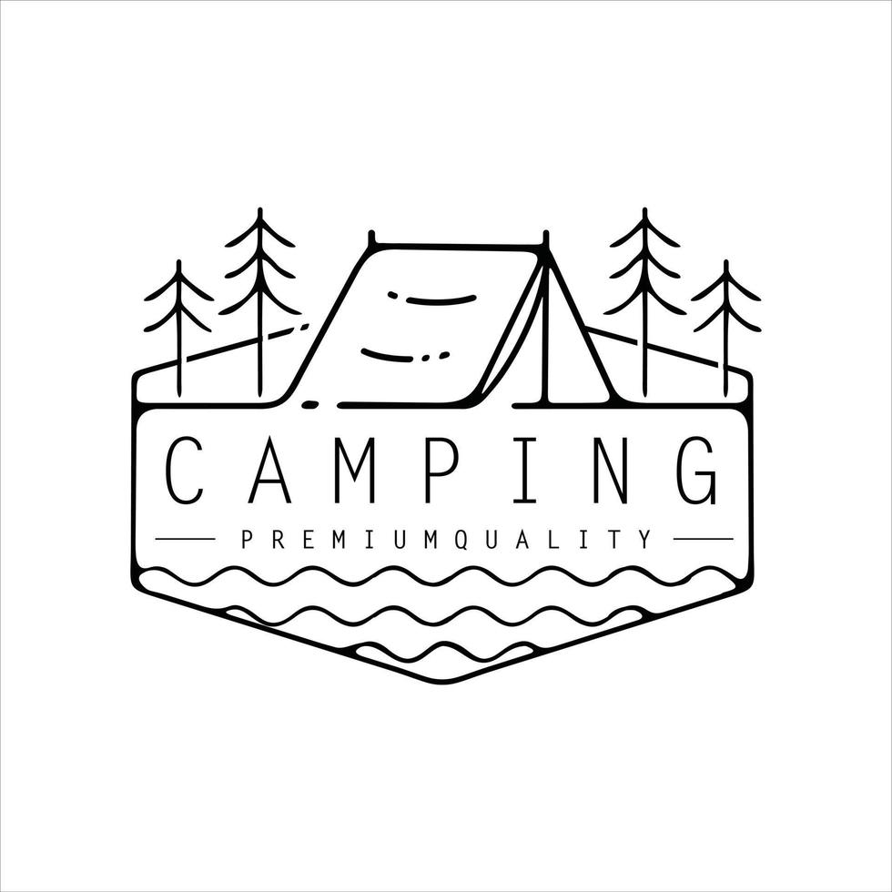 aventura expedición fogata camping campamento logo línea diseño vector ilustración