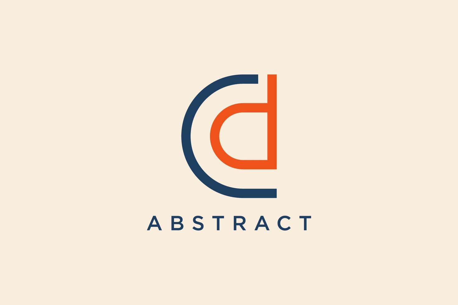 simple line about letter C and D editable color logo vector