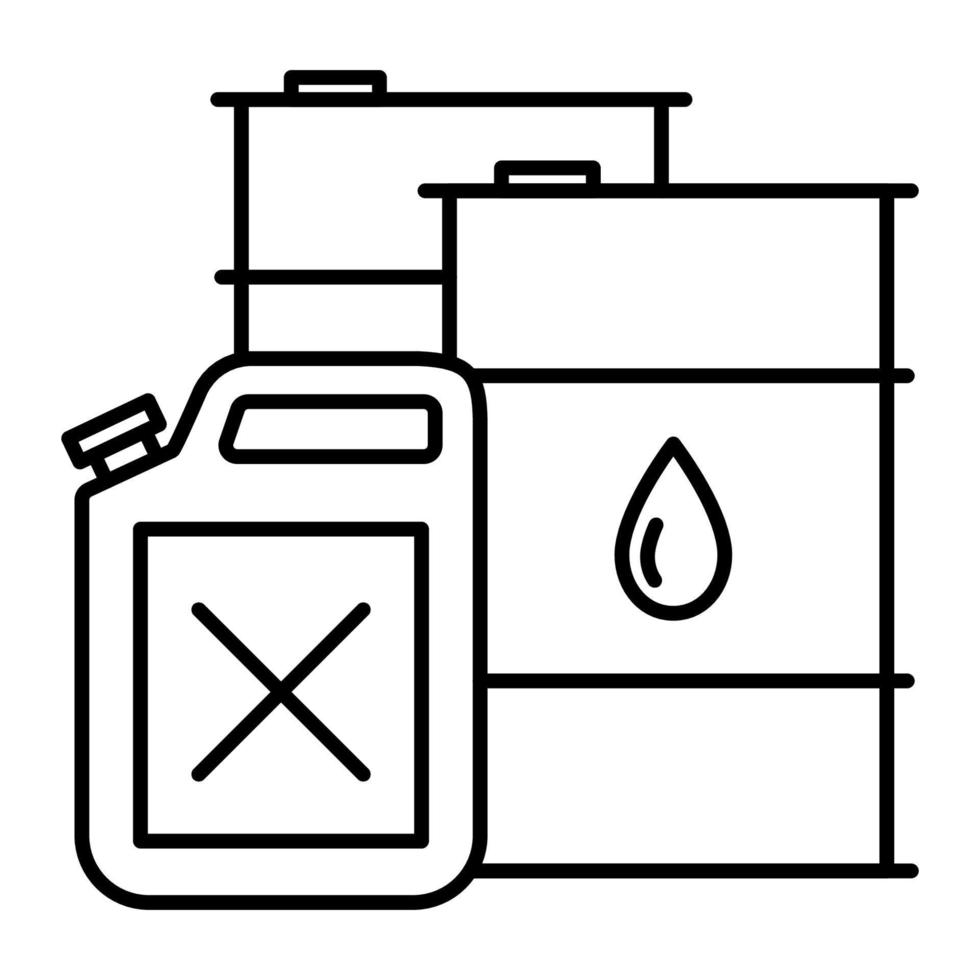 Barrel and canister with fuels. Symbol of oil barrel with drop. Oil stocks. Gallon fuel vector