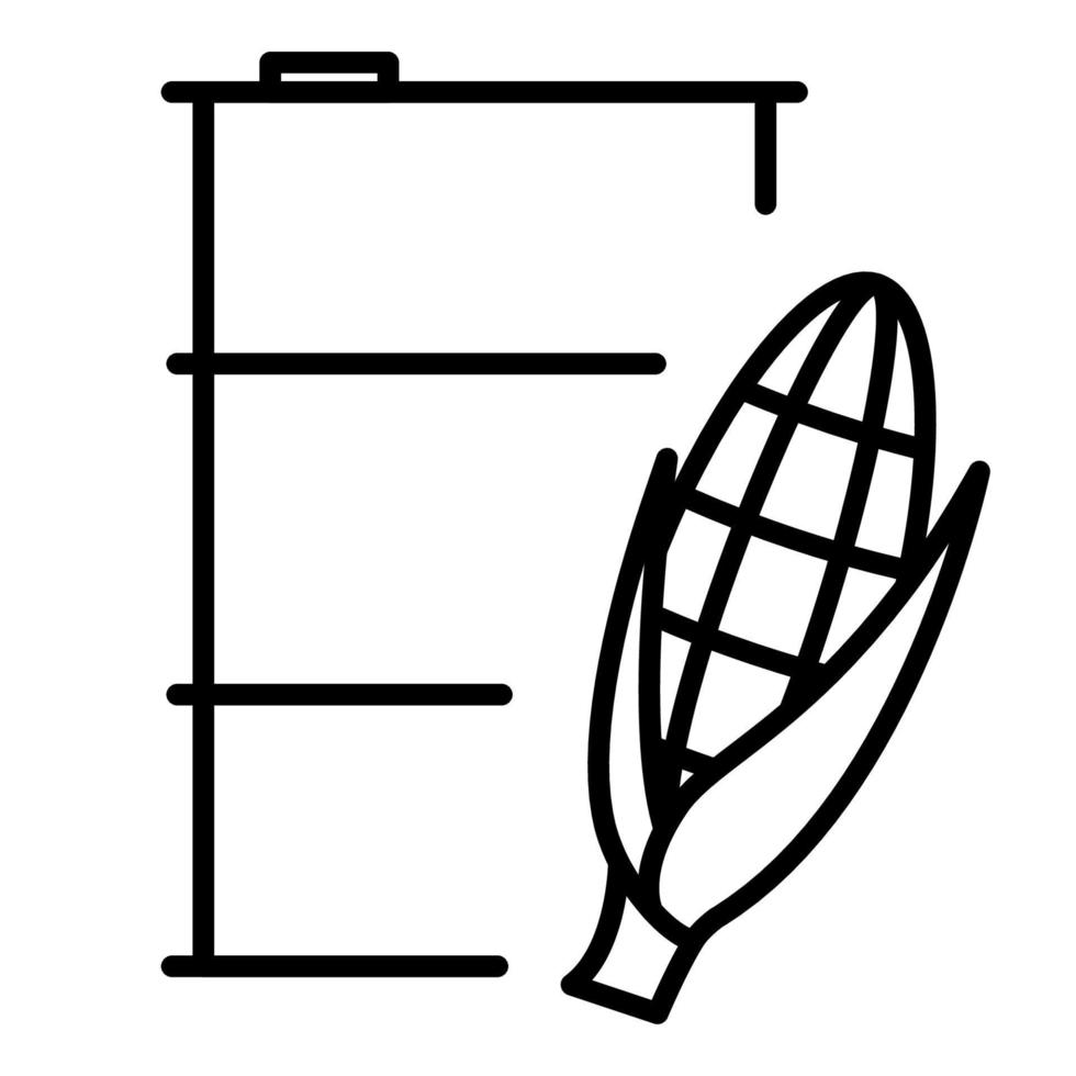 Barrel with corn logo. Biofuel. Biomass Ethanol. Made from corn. Alternative environmental friendly fuel vector