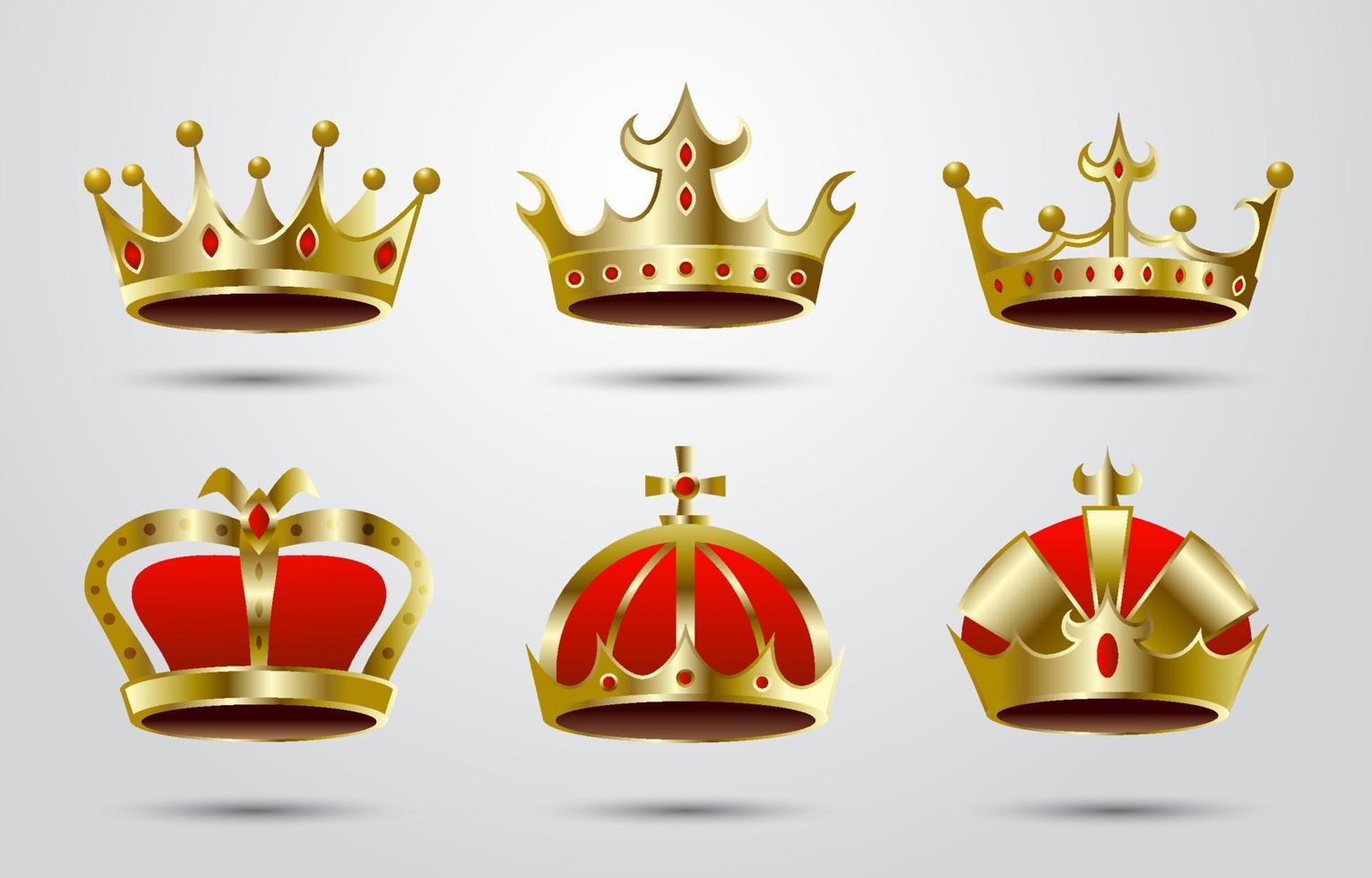 conjunto de iconos de corona dorada vector
