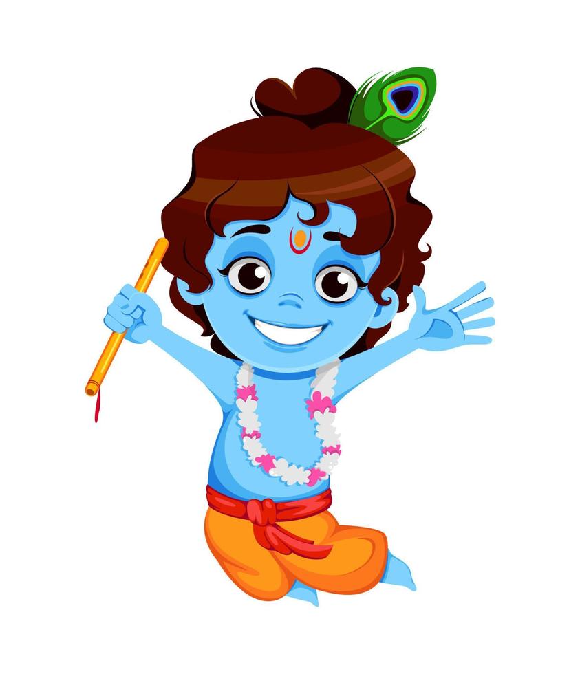 Happy Krishna Janmashtami. Little Lord Krishna vector