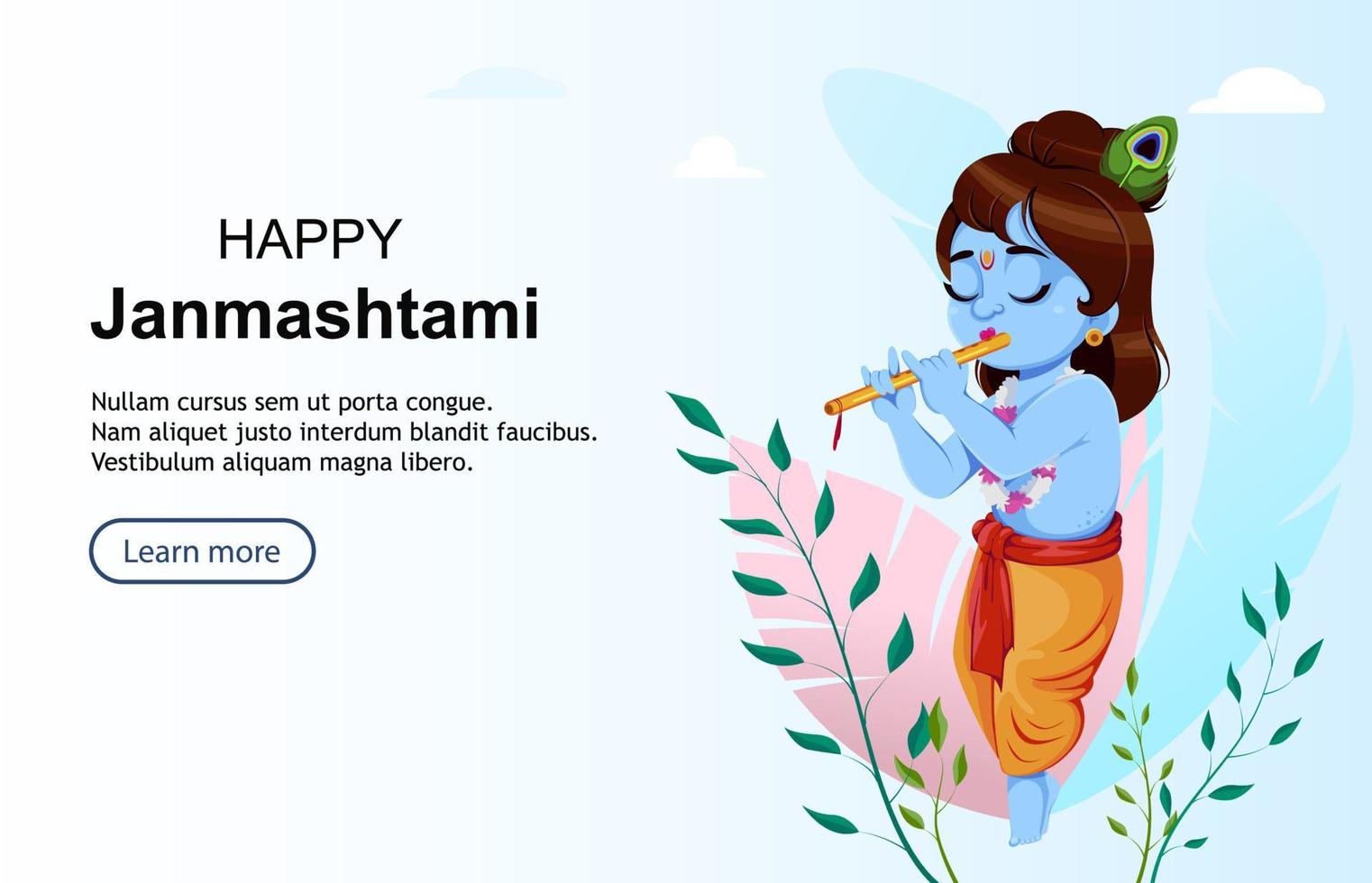 Happy Krishna Janmashtami. Lord Krishna vector