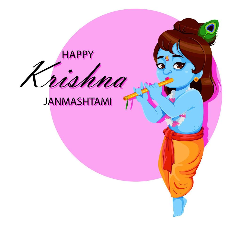 Happy Krishna Janmashtami. Lord Krishna vector