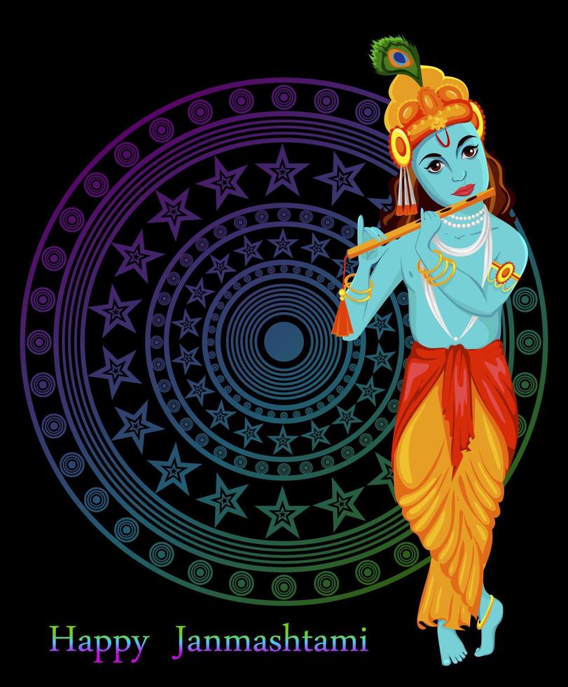 Happy Krishna Janmashtami greeting card vector