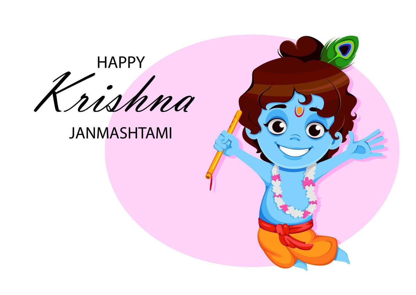 Happy Krishna Janmashtami. Little Lord Krishna vector