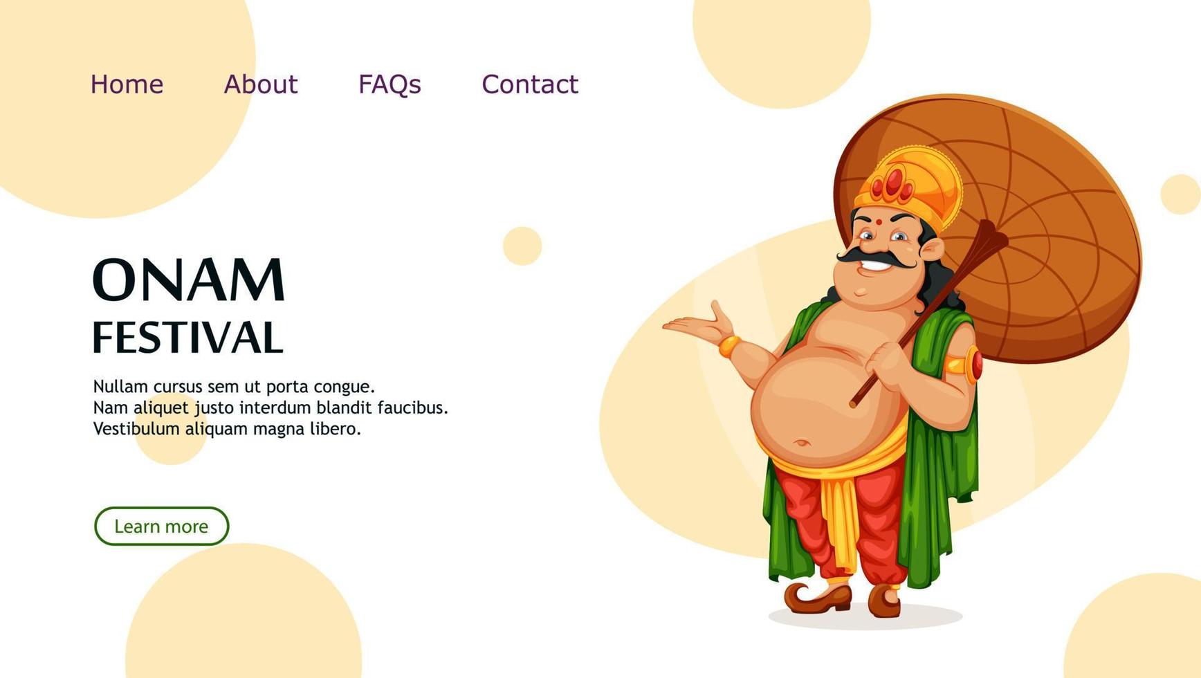 feliz festival onam en kerala. rey mahabali vector