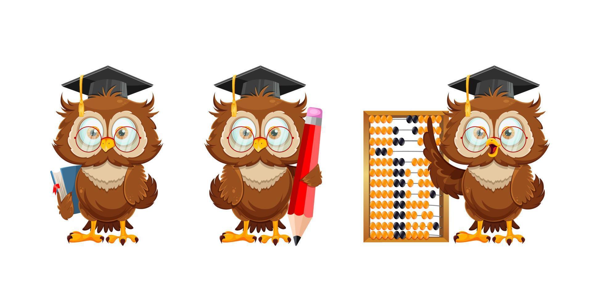 Cute wise owl. Funny owl, back to school concept vector