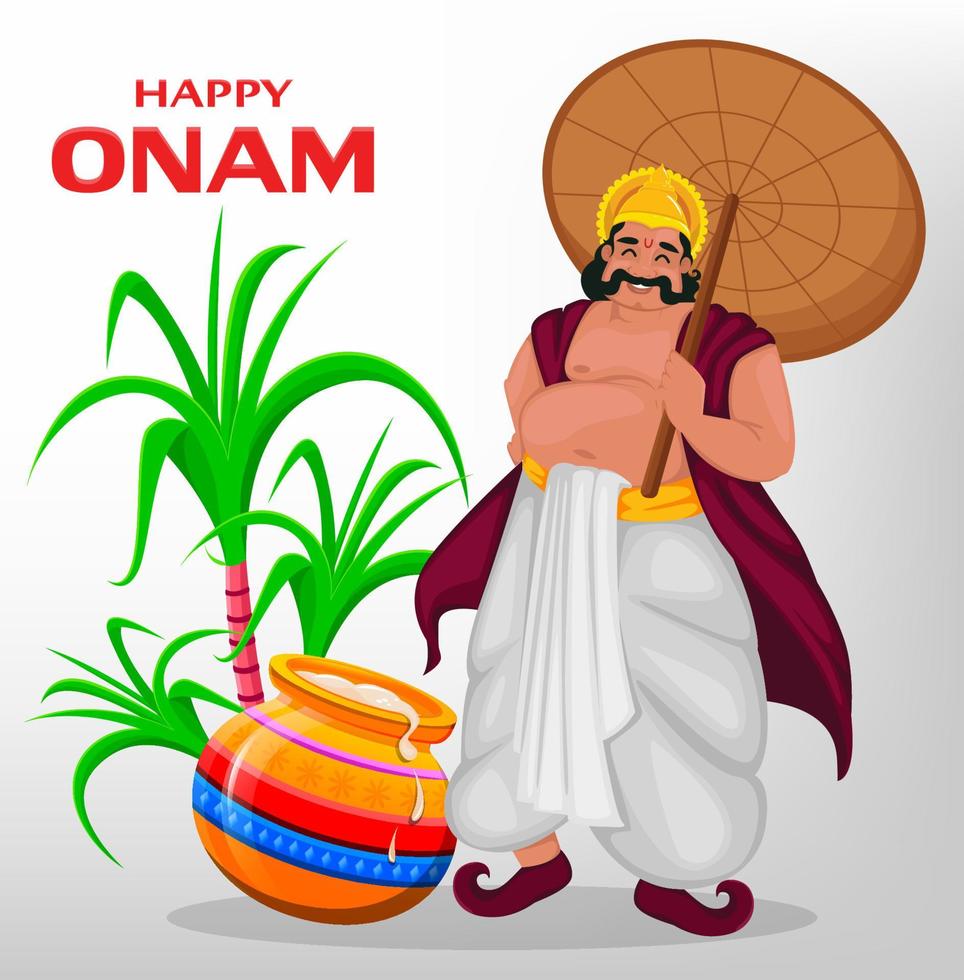 rey mahabali. feliz festival onam en kerala vector