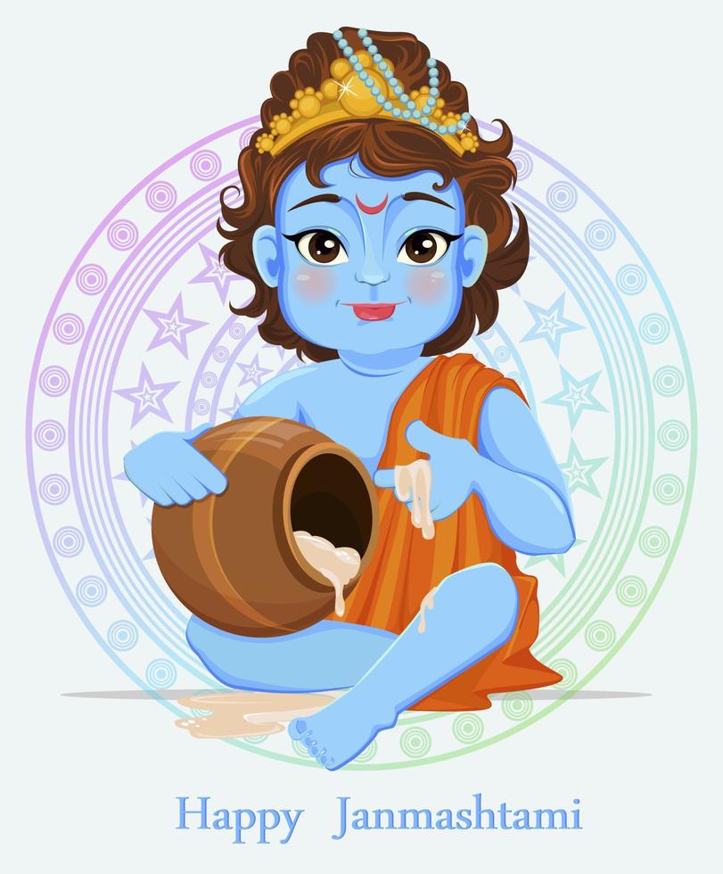 feliz janmashtami. celebrando el nacimiento de krishna vector