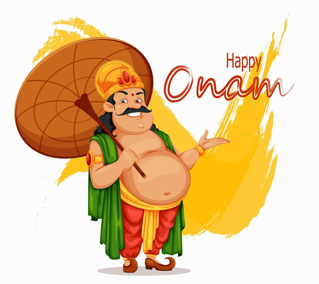 Happy Onam festival in Kerala. King Mahabali vector