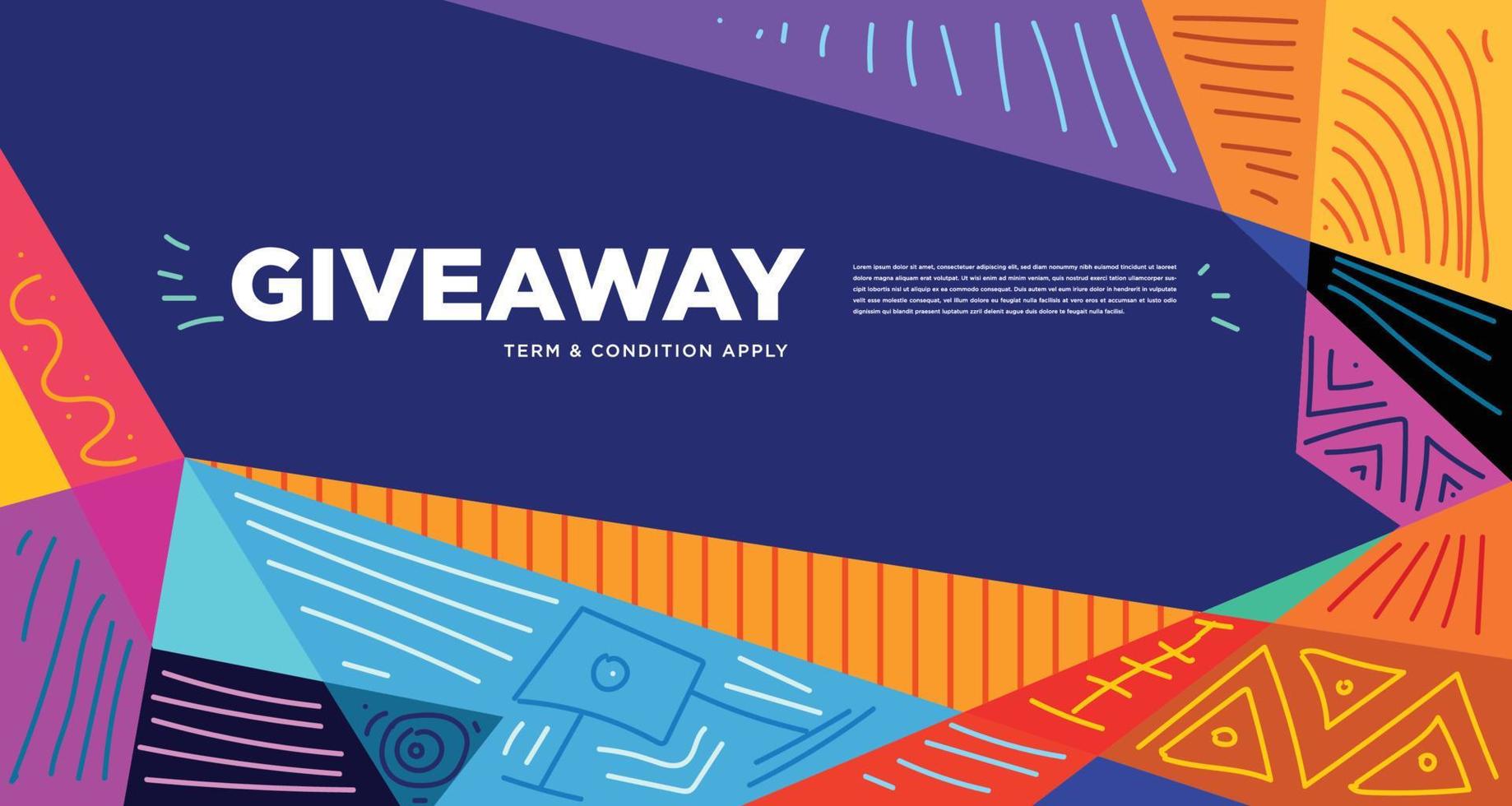 Colorful abstract geometric and fluid banner template for marketing promotion material. Giveaway, cash back, gift card, and member card bonus design template. vector