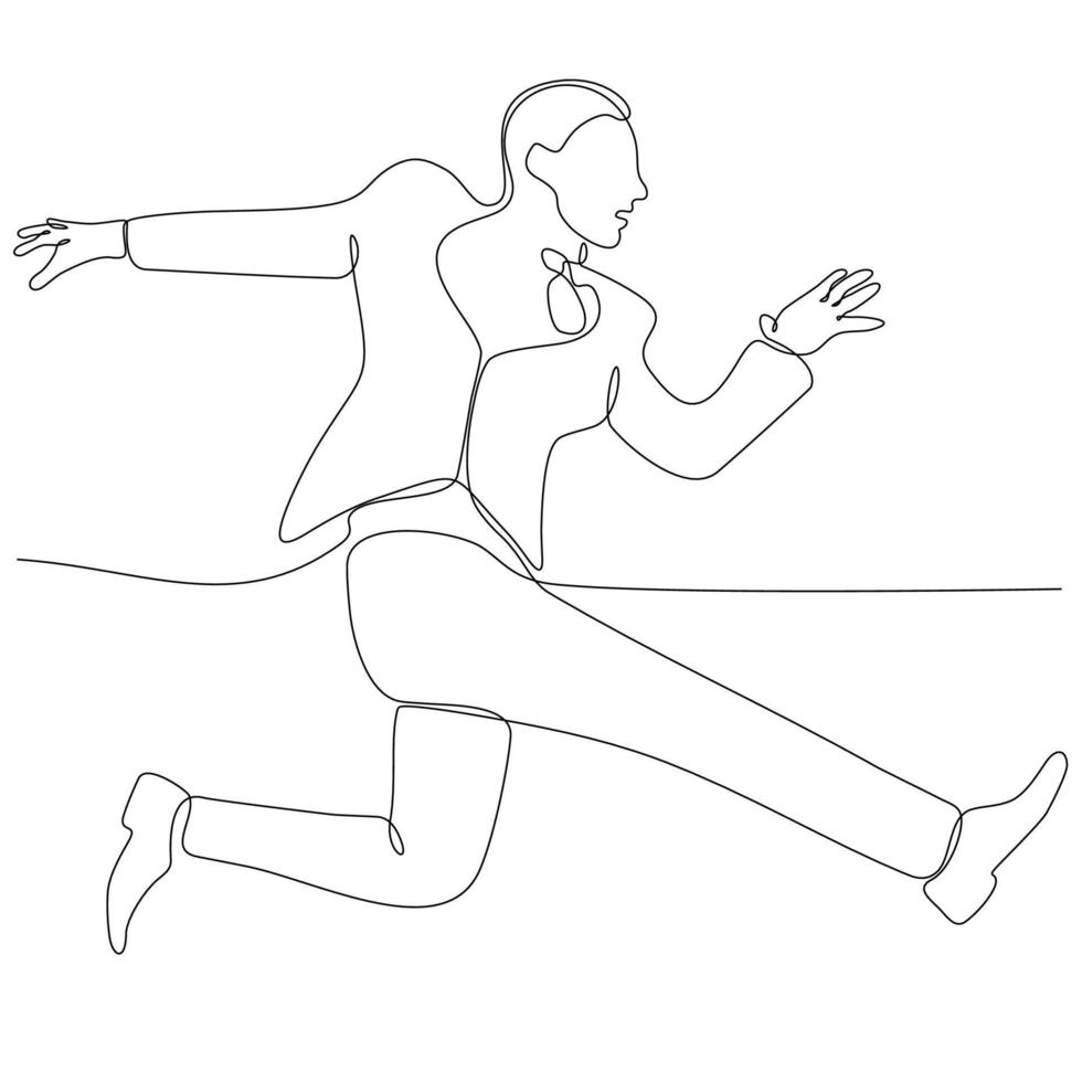 Continuous line drawing of man jumping for happiness. Vector illustration.