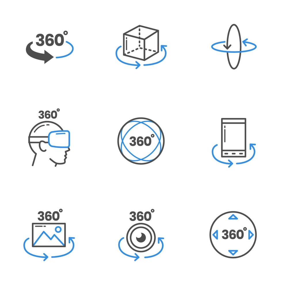 360 Degree View Technology Icon Set vector