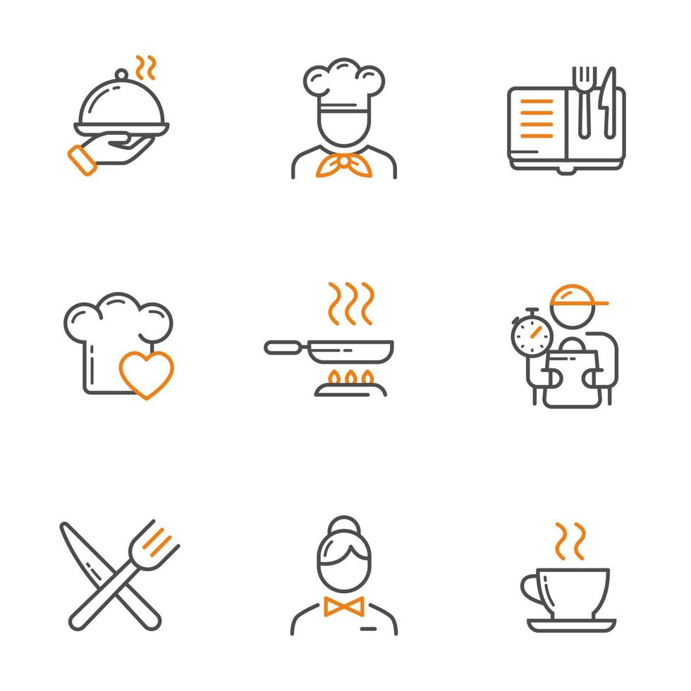 icono de chef o servicio de catering en estilo de esquema vector