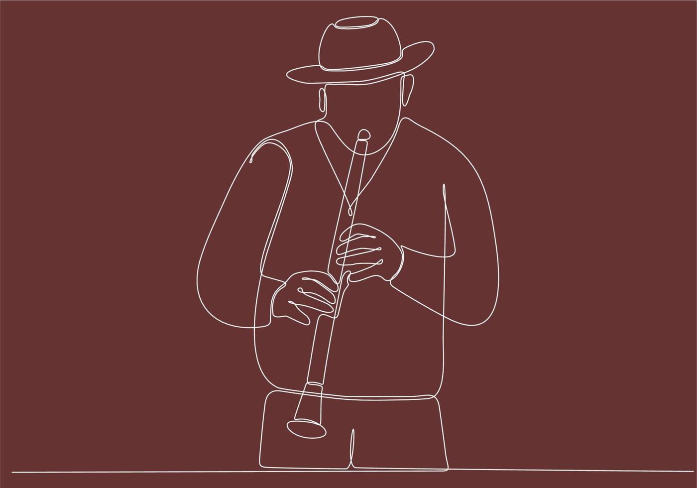 línea continua hombre soplando jazz saxofón instrumento estilo simple dibujado a mano música estilo vector ilustración