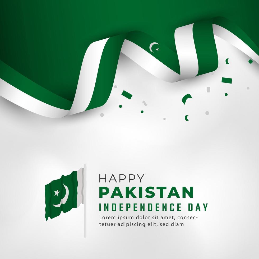 Happy Pakistan Independence Day August 14th Celebration Vector Design Illustration. Template for Poster, Banner, Advertising, Greeting Card or Print Design Element