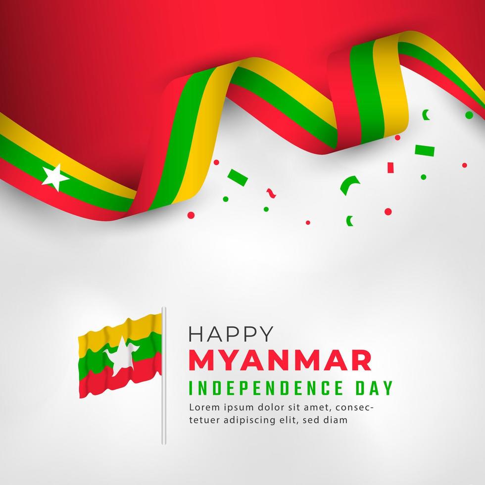 feliz día de la independencia de myanmar 4 de enero celebración ilustración de diseño vectorial. plantilla para poster, pancarta, publicidad, tarjeta de felicitación o elemento de diseño de impresión vector