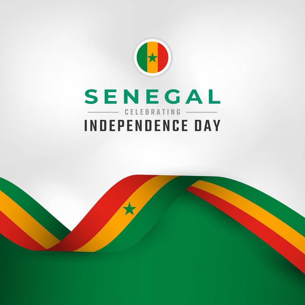 feliz día de la independencia de senegal 4 de abril celebración ilustración de diseño vectorial. plantilla para poster, pancarta, publicidad, tarjeta de felicitación o elemento de diseño de impresión vector