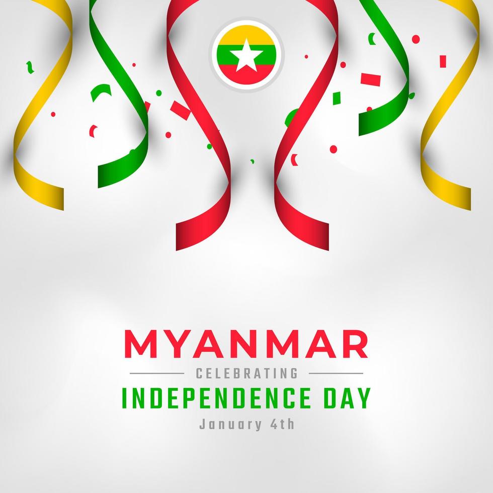 feliz día de la independencia de myanmar 4 de enero celebración ilustración de diseño vectorial. plantilla para poster, pancarta, publicidad, tarjeta de felicitación o elemento de diseño de impresión vector