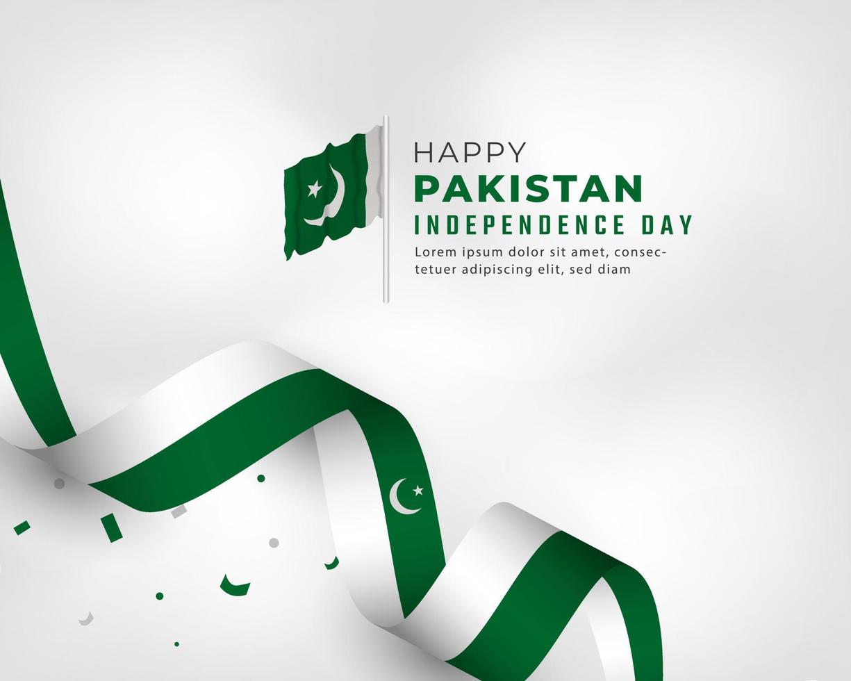 Happy Pakistan Independence Day August 14th Celebration Vector Design Illustration. Template for Poster, Banner, Advertising, Greeting Card or Print Design Element