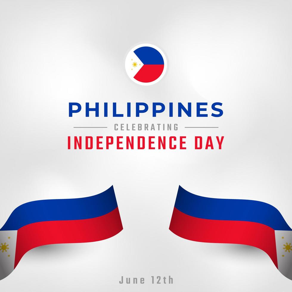 Happy Philippines Independence Day June 12th Celebration Vector Design Illustration. Template for Poster, Banner, Advertising, Greeting Card or Print Design Element