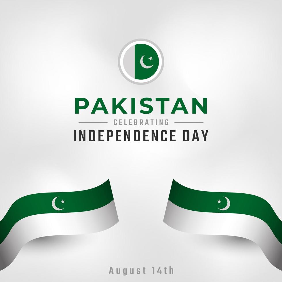 Happy Pakistan Independence Day August 14th Celebration Vector Design Illustration. Template for Poster, Banner, Advertising, Greeting Card or Print Design Element