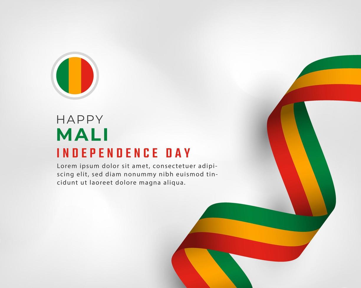 feliz día de la independencia de mali 22 de septiembre celebración vector diseño ilustración. plantilla para poster, pancarta, publicidad, tarjeta de felicitación o elemento de diseño de impresión