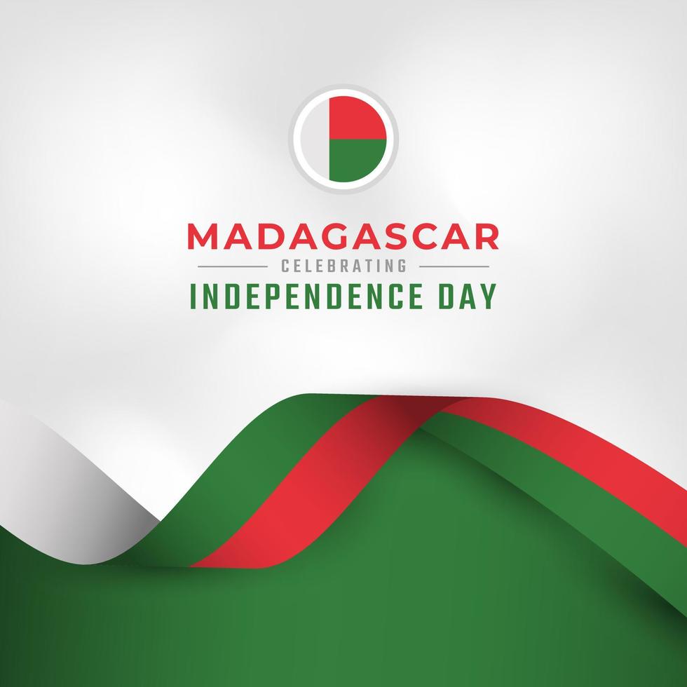 feliz día de la independencia de madagascar 26 de junio celebración ilustración de diseño vectorial. plantilla para poster, pancarta, publicidad, tarjeta de felicitación o elemento de diseño de impresión vector