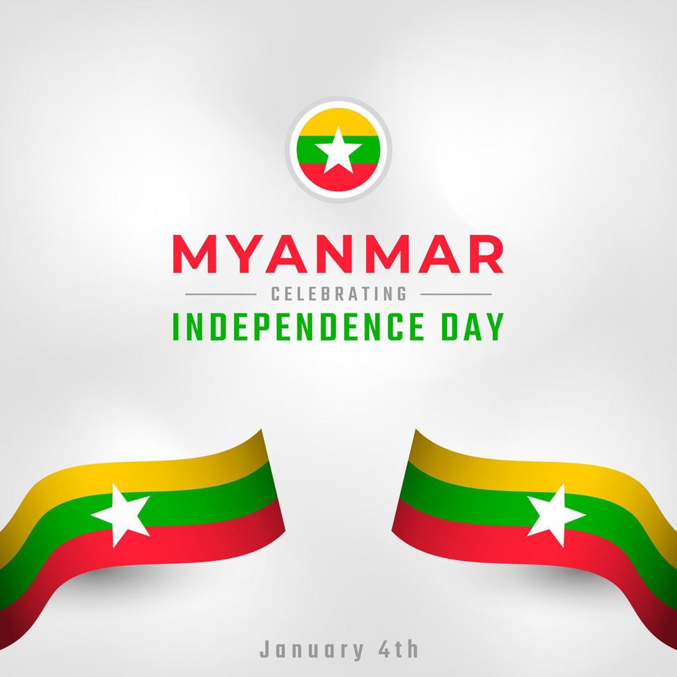 Happy Myanmar Independence Day January 4th Celebration Vector Design Illustration. Template for Poster, Banner, Advertising, Greeting Card or Print Design Element