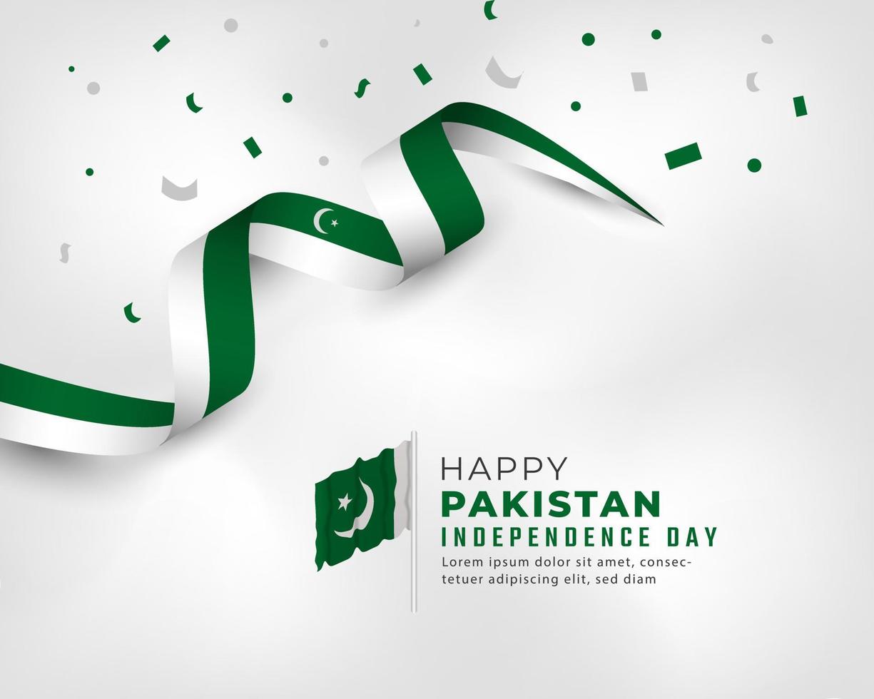 Happy Pakistan Independence Day August 14th Celebration Vector Design Illustration. Template for Poster, Banner, Advertising, Greeting Card or Print Design Element