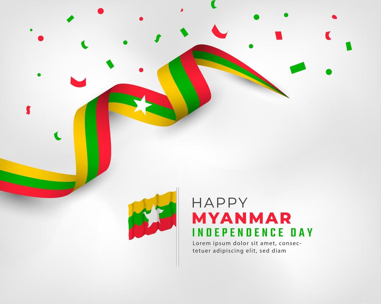 feliz día de la independencia de myanmar 4 de enero celebración ilustración de diseño vectorial. plantilla para poster, pancarta, publicidad, tarjeta de felicitación o elemento de diseño de impresión vector