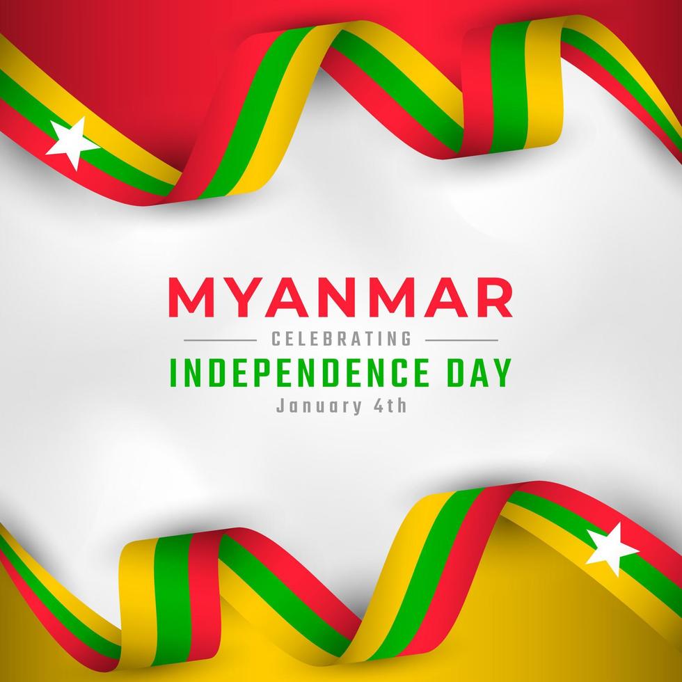 feliz día de la independencia de myanmar 4 de enero celebración ilustración de diseño vectorial. plantilla para poster, pancarta, publicidad, tarjeta de felicitación o elemento de diseño de impresión vector