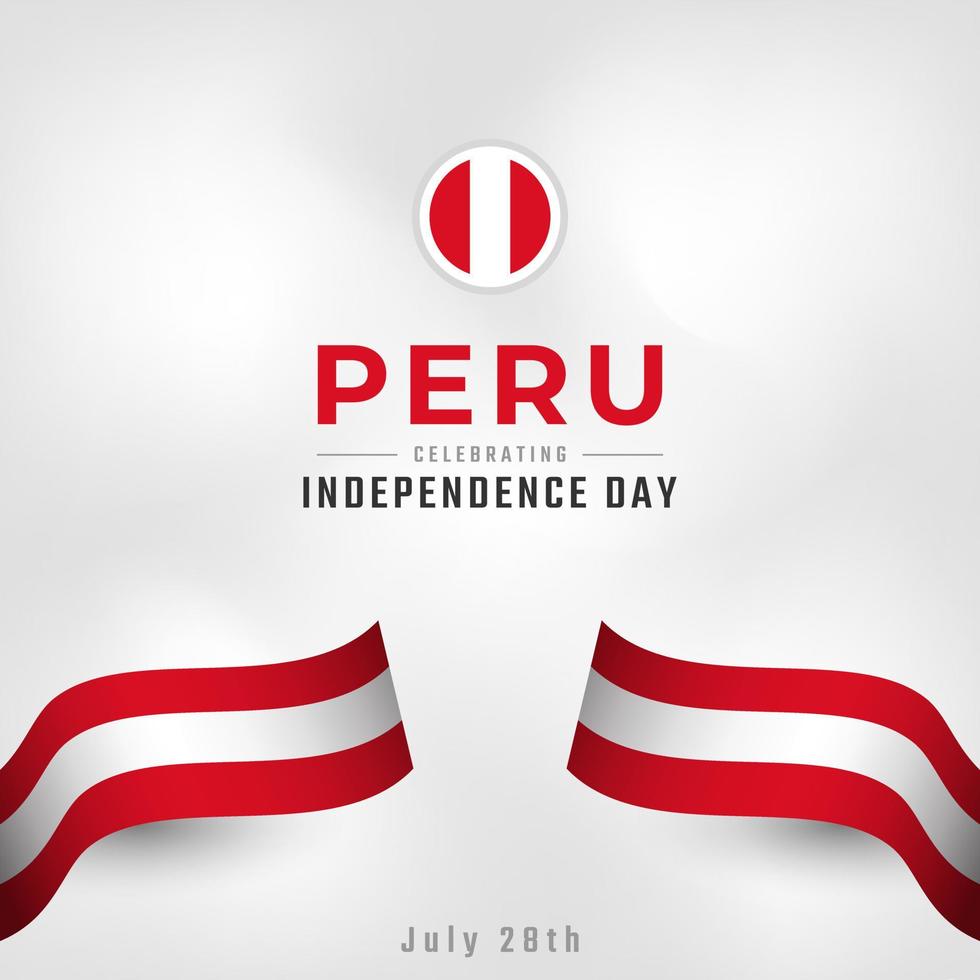 Happy Peru Independence Day July 28th Celebration Vector Design Illustration. Template for Poster, Banner, Advertising, Greeting Card or Print Design Element