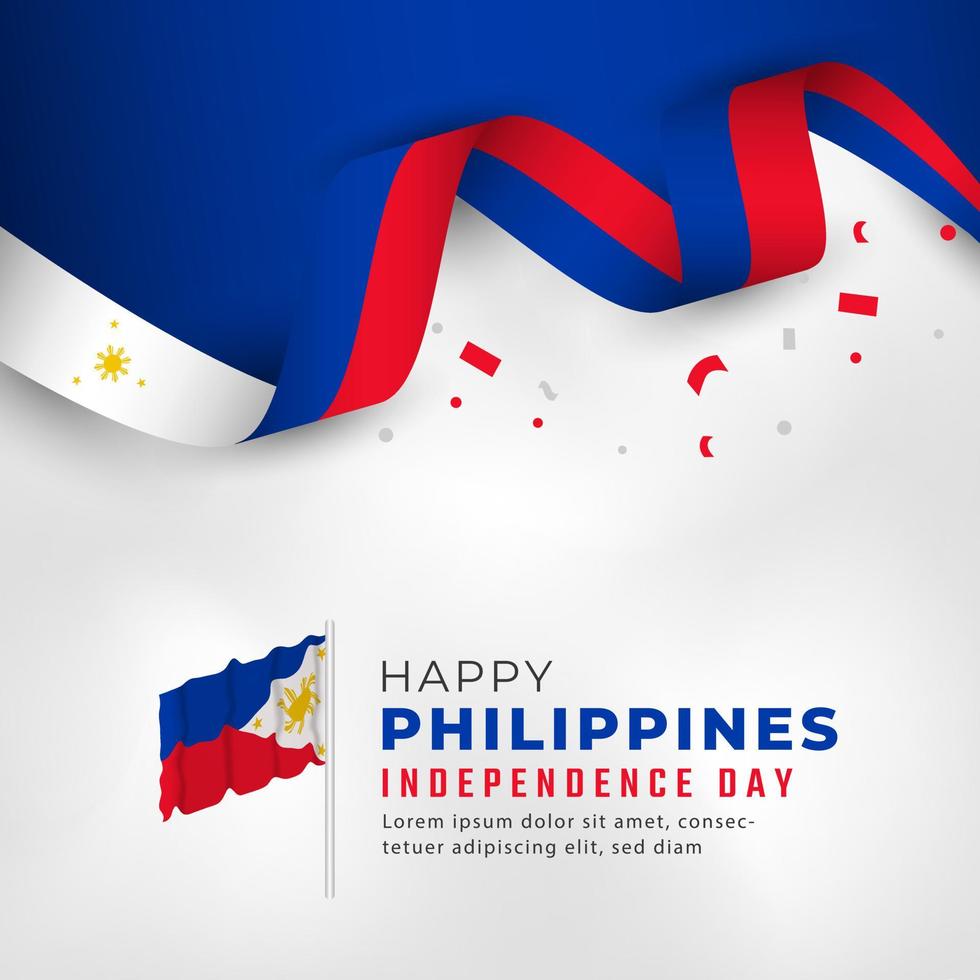 feliz día de la independencia de filipinas 12 de junio celebración ilustración de diseño vectorial. plantilla para poster, pancarta, publicidad, tarjeta de felicitación o elemento de diseño de impresión vector