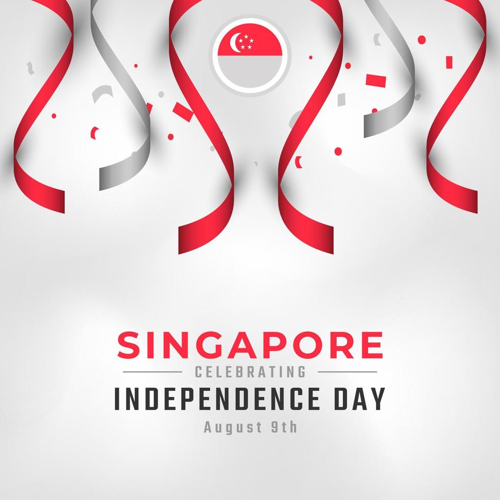 feliz día de la independencia de singapur 9 de agosto celebración vector diseño ilustración. plantilla para poster, pancarta, publicidad, tarjeta de felicitación o elemento de diseño de impresión