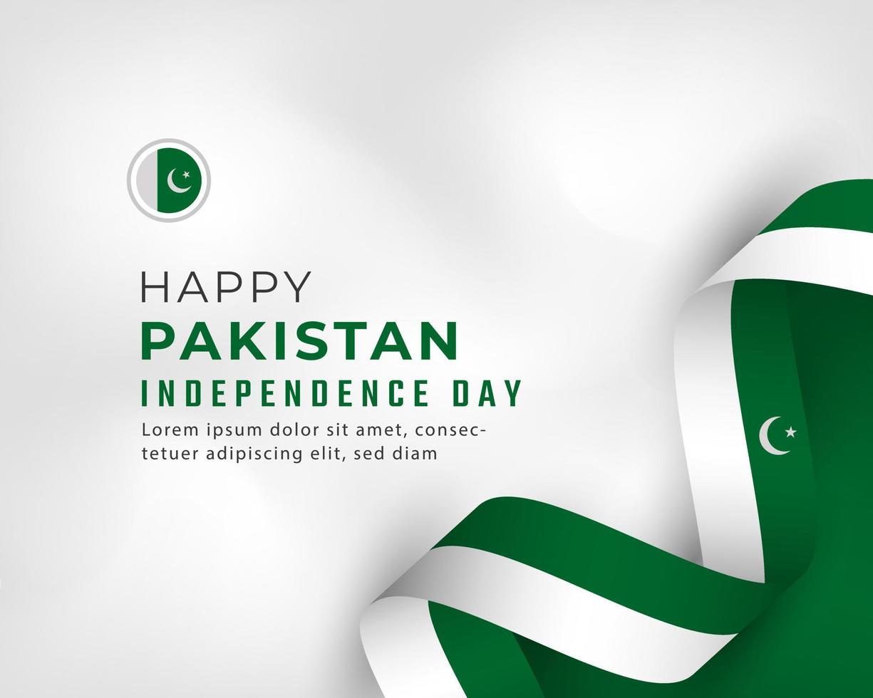 feliz día de la independencia de pakistán 14 de agosto celebración ilustración de diseño vectorial. plantilla para poster, pancarta, publicidad, tarjeta de felicitación o elemento de diseño de impresión vector