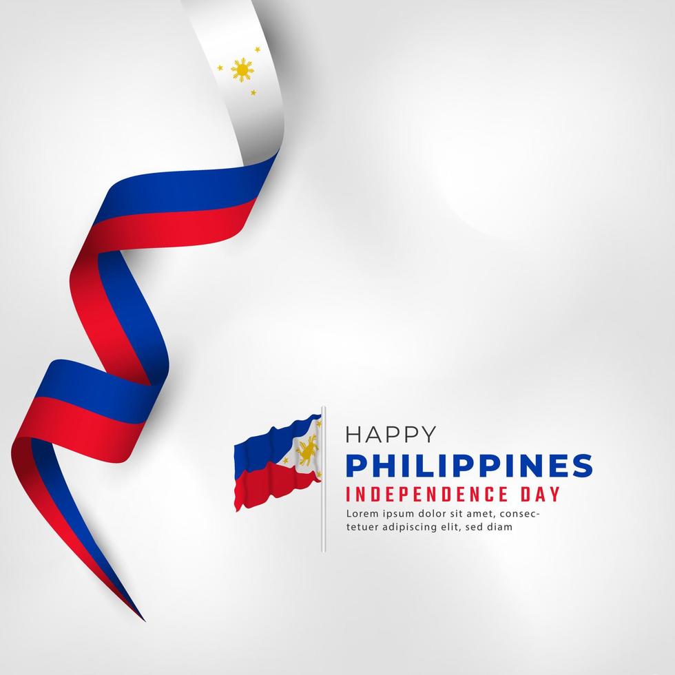 feliz día de la independencia de filipinas 12 de junio celebración ilustración de diseño vectorial. plantilla para poster, pancarta, publicidad, tarjeta de felicitación o elemento de diseño de impresión vector