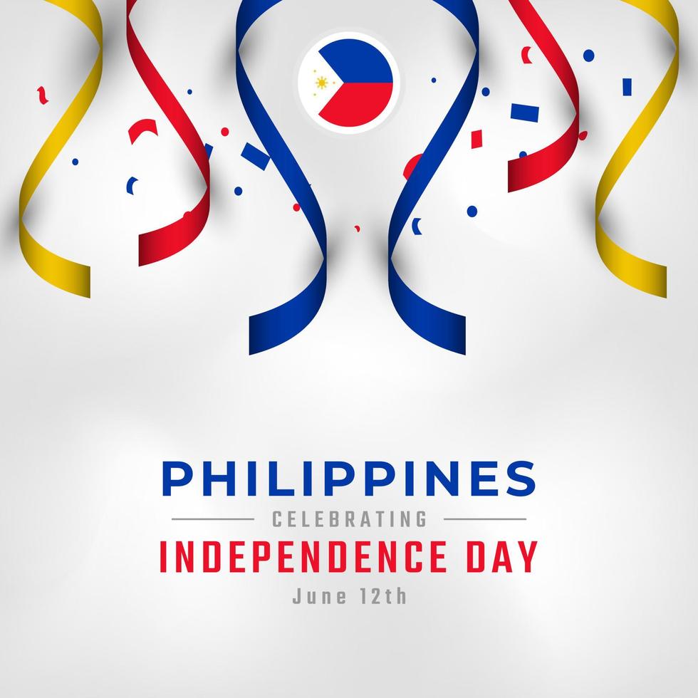 feliz día de la independencia de filipinas 12 de junio celebración ilustración de diseño vectorial. plantilla para poster, pancarta, publicidad, tarjeta de felicitación o elemento de diseño de impresión vector