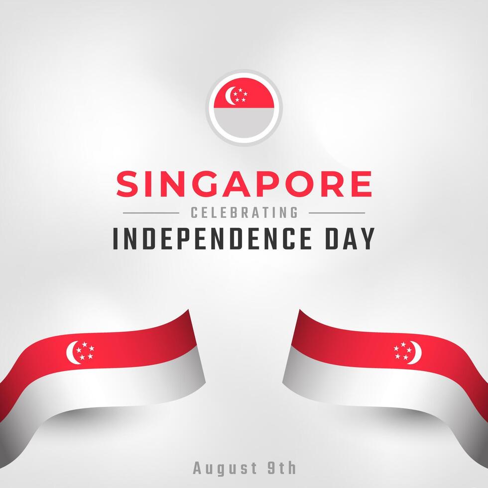 feliz día de la independencia de singapur 9 de agosto celebración vector diseño ilustración. plantilla para poster, pancarta, publicidad, tarjeta de felicitación o elemento de diseño de impresión