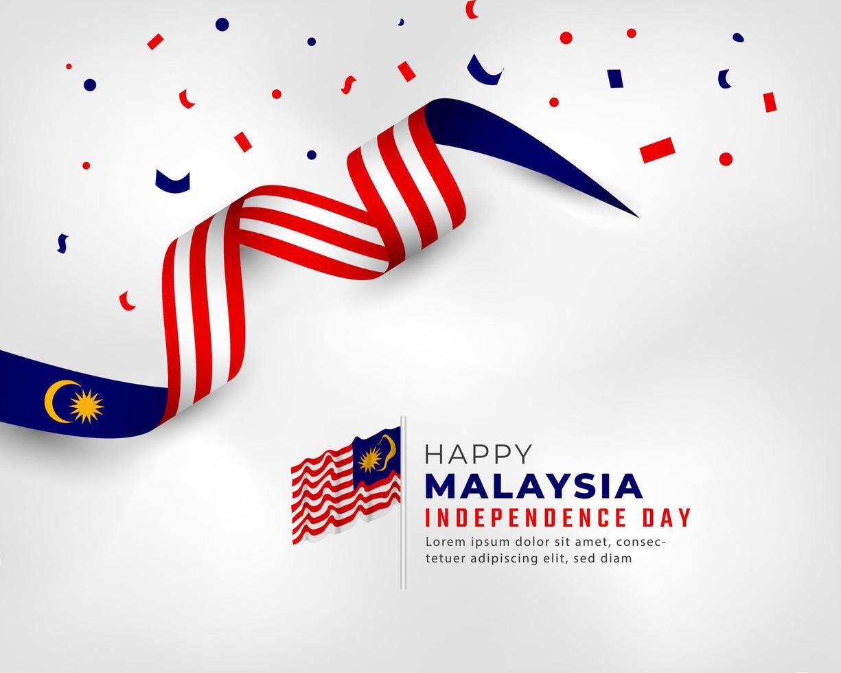 Happy Malaysia Independence Day August 31th Celebration Vector Design Illustration. Template for Poster, Banner, Advertising, Greeting Card or Print Design Element