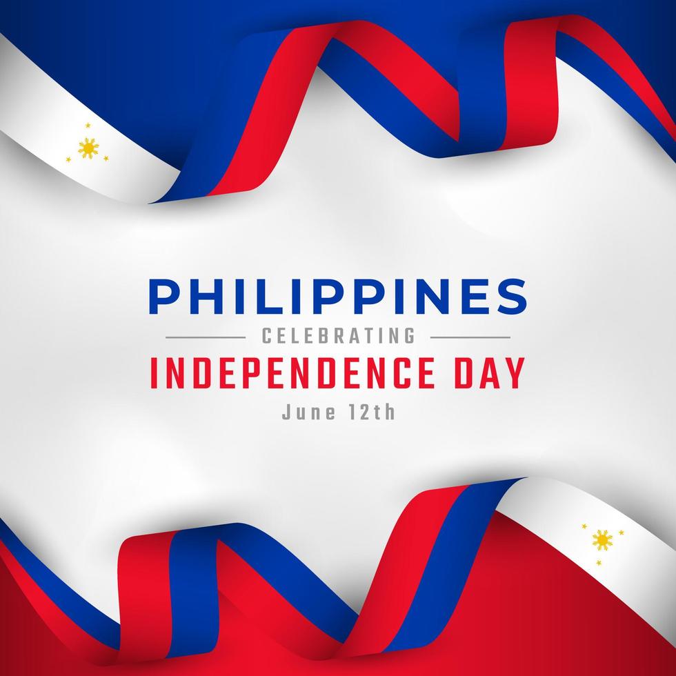 feliz día de la independencia de filipinas 12 de junio celebración ilustración de diseño vectorial. plantilla para poster, pancarta, publicidad, tarjeta de felicitación o elemento de diseño de impresión vector