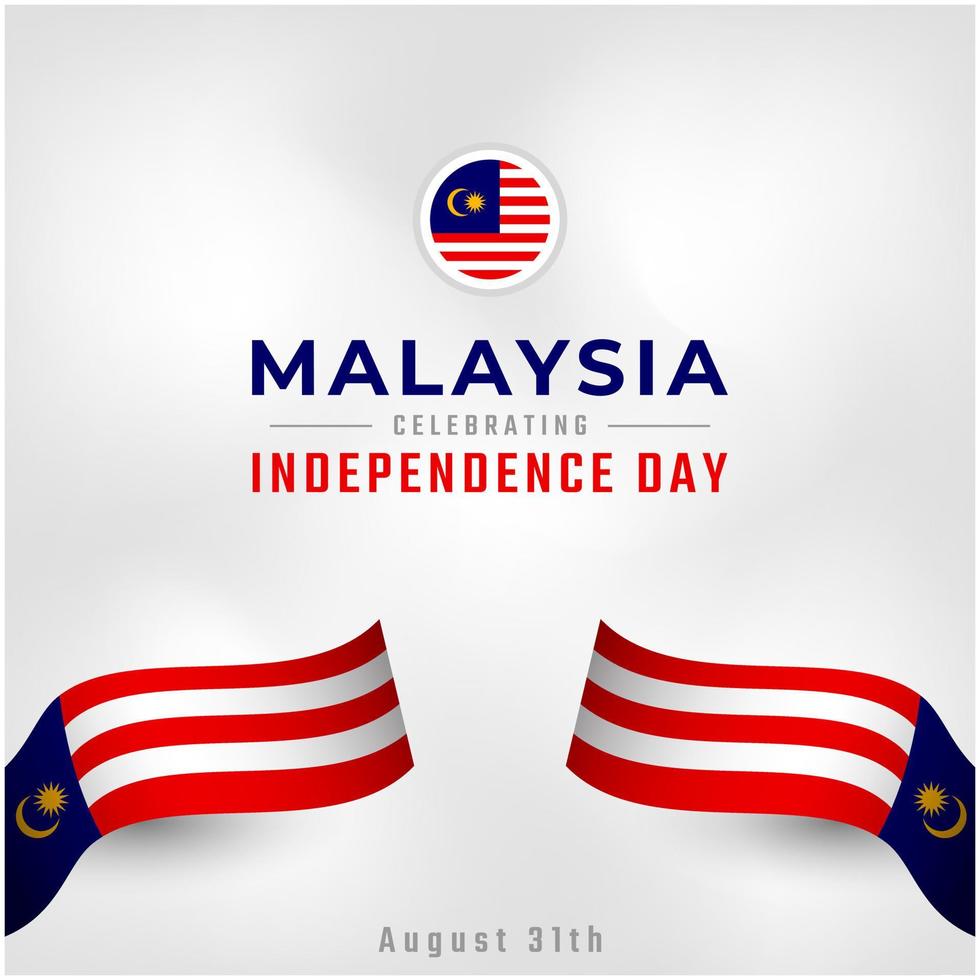 Happy Malaysia Independence Day August 31th Celebration Vector Design Illustration. Template for Poster, Banner, Advertising, Greeting Card or Print Design Element