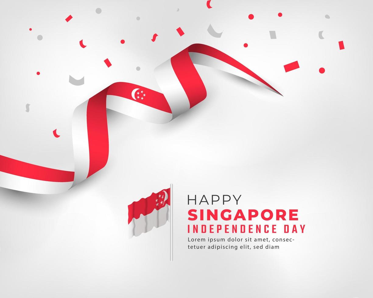 Happy Singapore Independence Day August 9th Celebration Vector Design Illustration. Template for Poster, Banner, Advertising, Greeting Card or Print Design Element