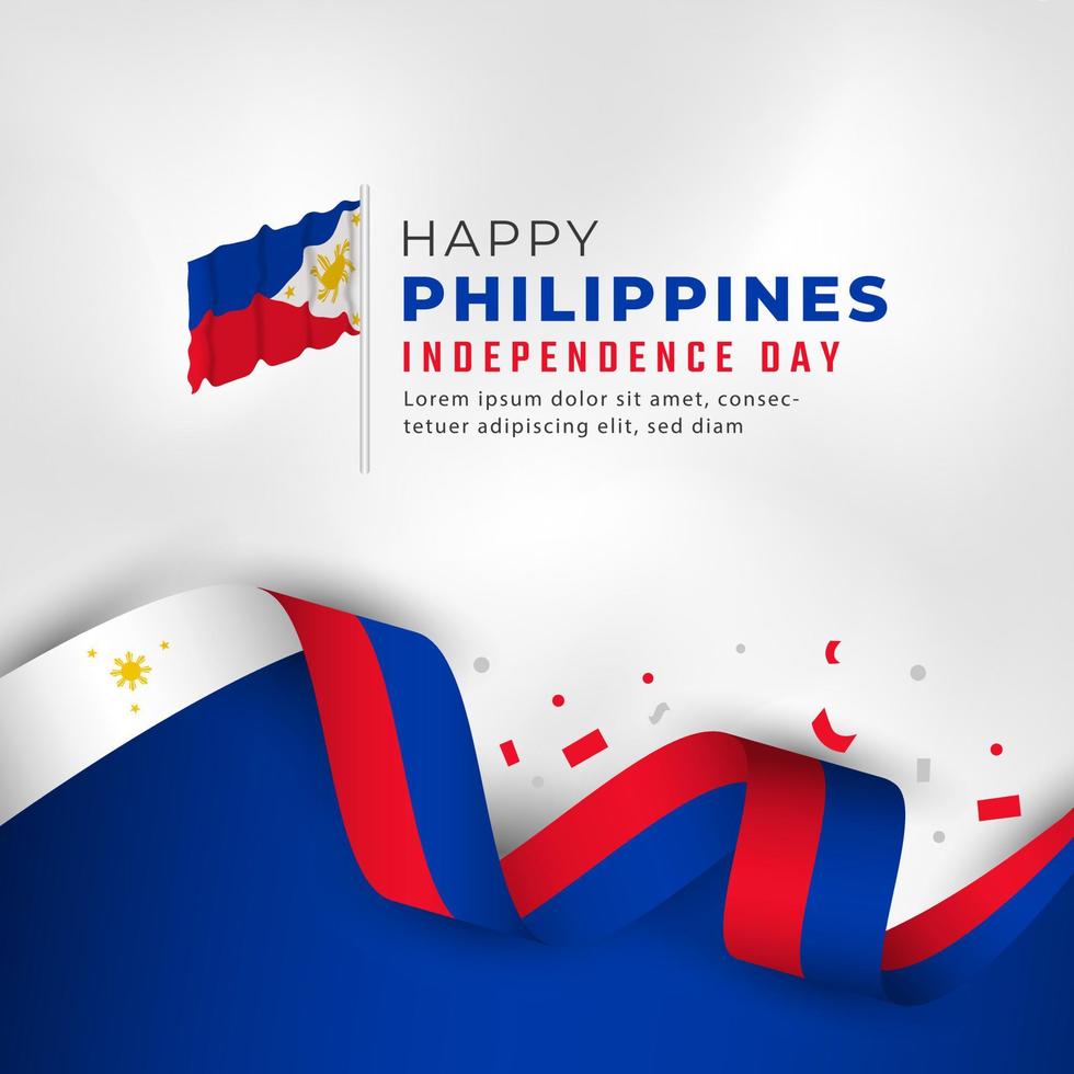 feliz día de la independencia de filipinas 12 de junio celebración ilustración de diseño vectorial. plantilla para poster, pancarta, publicidad, tarjeta de felicitación o elemento de diseño de impresión vector