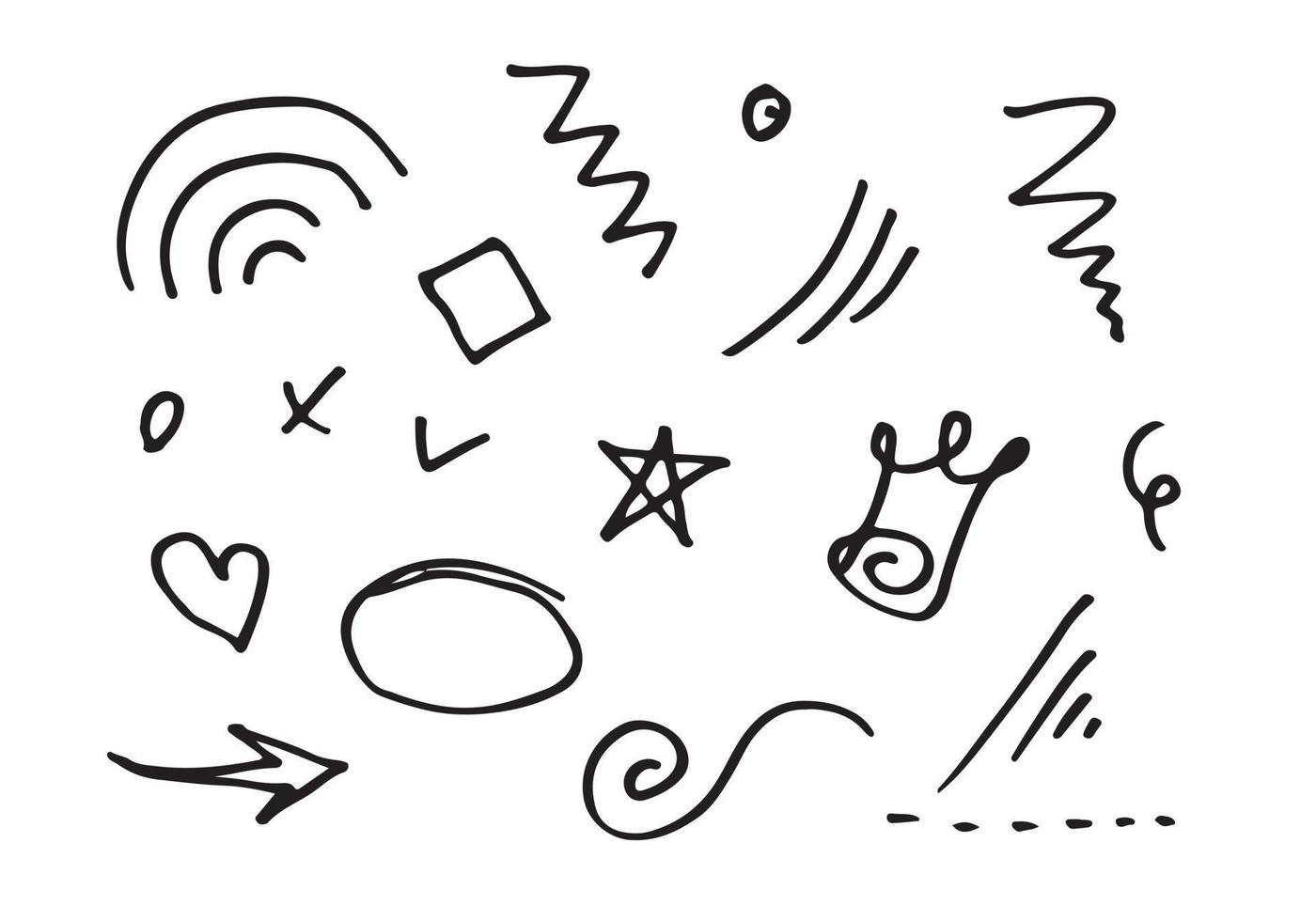 vector dibujado a mano colección de elementos de diseño doodle sobre fondo blanco.